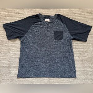 Hudson & Barrow NYC T-Shirt Men’s Gray Color Block Pocket Henley Tee Size 2XL